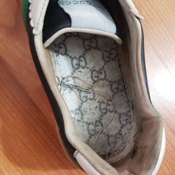 Gucci Calfskin Suede Leather Web Low Men's G74 Ardesia Black New Mystic White - Picture 11 of 14